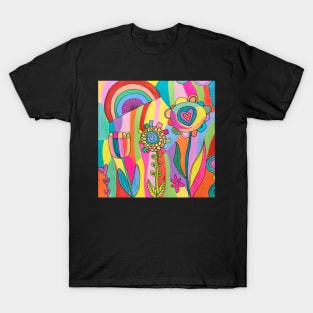 Bright Rainbow  florals T-Shirt